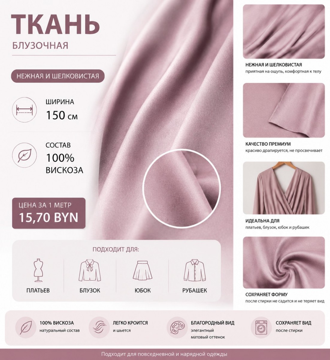 Ткань блузочная вискоза 100%