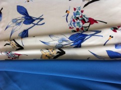 Штапель Цветочный Блюз голубой 